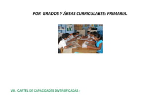 POR GRADOS Y ÁREAS CURRICULARES: PRIMARIA.
VIII.- CARTEL DE CAPACIDADES DIVERSIFICADAS:
 