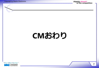 Slightly Ahead!! 
of the competition 
Copyright by Nissho Electronics 
CMおわり 
7 
 