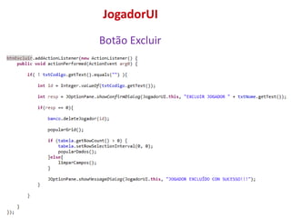 JogadorUI
Botão Excluir
 