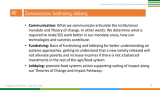 Presentation at the 95th Governing Board meeting (Program Committee) By Research Program: Innovation Systems for the Drylands