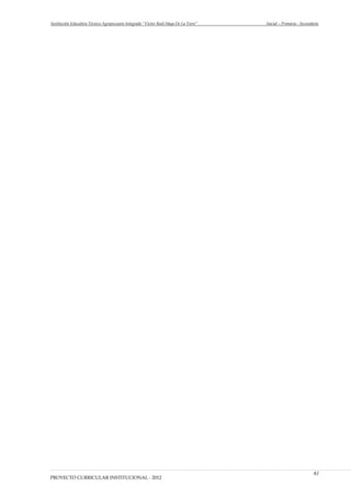 Institución Educativa Técnico Agropecuario Integrado “Víctor Raúl Haya De La Torre” Inicial – Primaria - Secundaria
PROYECTO CURRICULAR INSTITUCIONAL - 2012
61
 