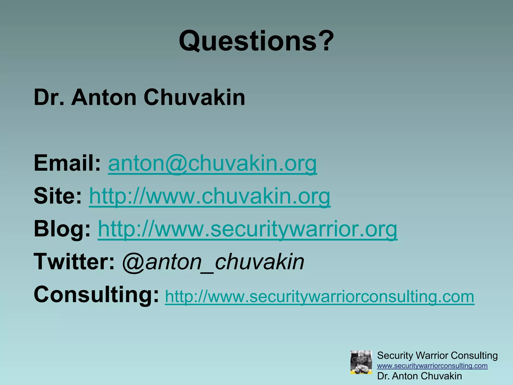 How To “Profit” From PCI DSS?Everything you do for PCI DSS, MUST have security benefit for your organization!Examples: log management, IDS/IPS, IdM, application security , etc