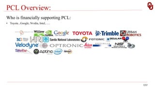PCL Overview:
7/37
Who is financially supporting PCL:
• Toyota , Google, Nvidia, Intel, ….
 