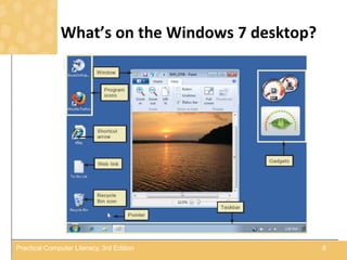 What’s on the Windows 7 desktop?
6Practical Computer Literacy, 3rd Edition
 