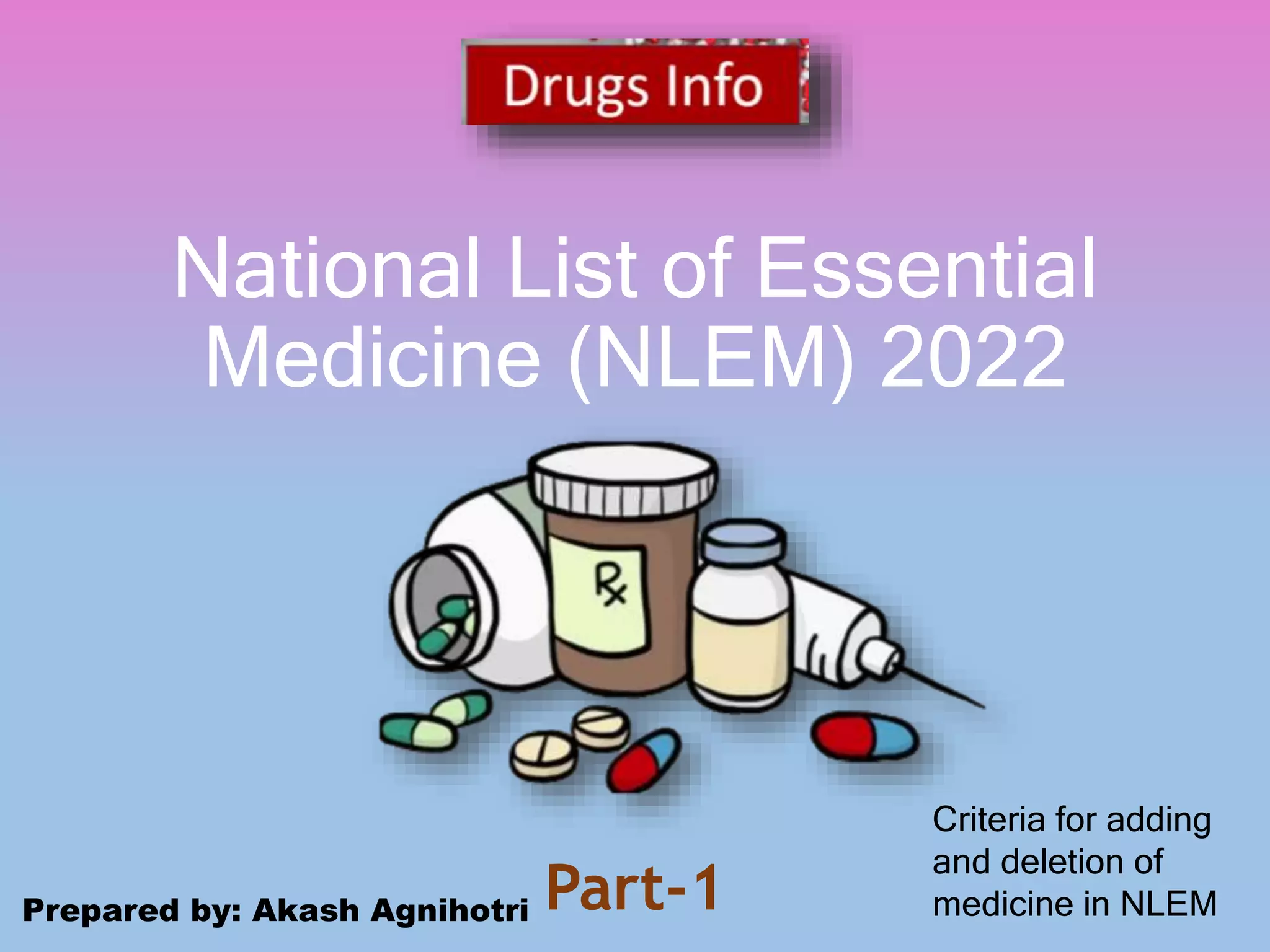 National List of Essential Meidicne 2022 by DrugsInfo PPT