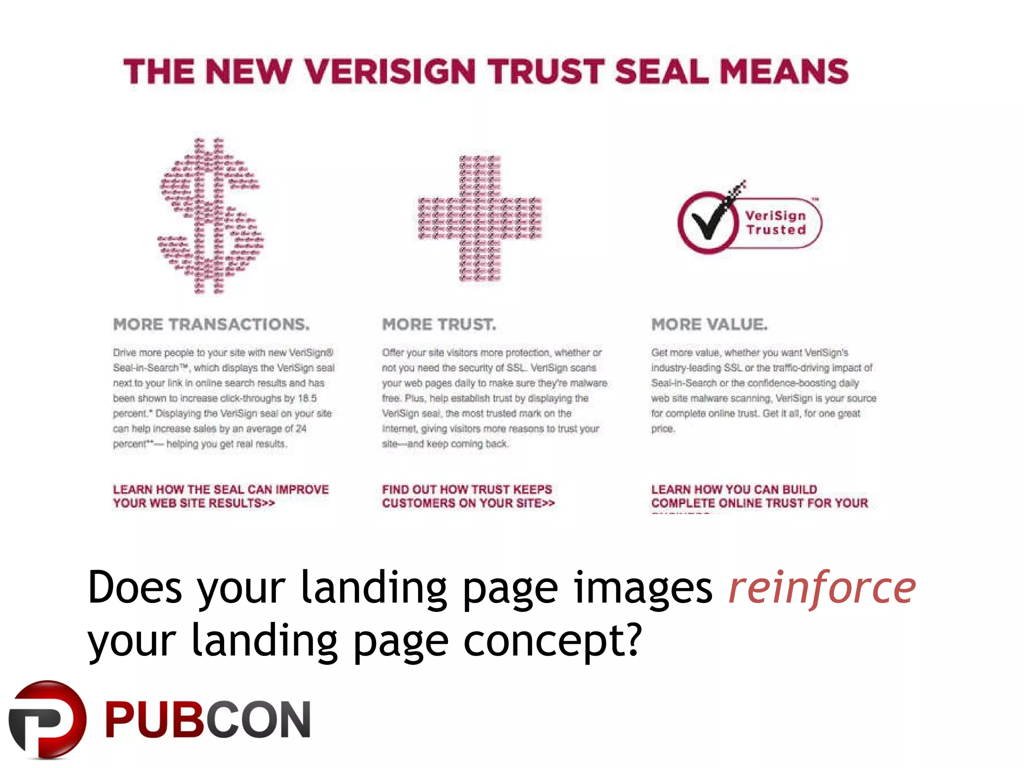 Does your landing page images  reinforce  your landing page concept? 