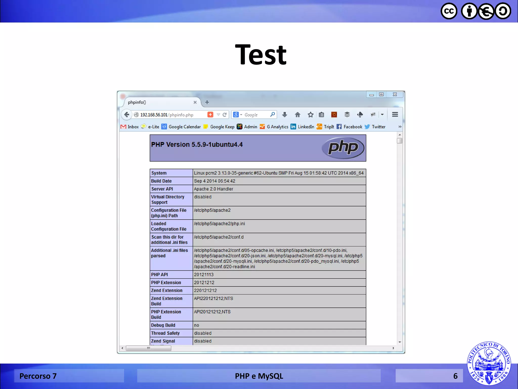 Test 
Percorso 7 
PHP e MySQL 
6  