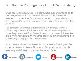 YOUTUBEINSTAGRAMFACEBOOK TWITTER
23
LINKEDIN
Unpanel | Samoan Circle: Is a leaderless meeting intended to
help negotiation...