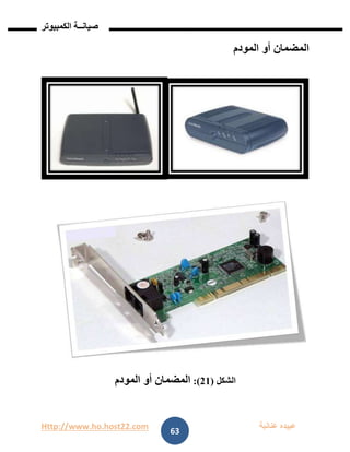 Http://www.ho.host22.com ‫عنان‬ ‫عبيده‬‫ب‬‫ة‬
‫صيان‬‫ــ‬‫الكمبيوتر‬ ‫ة‬
63
‫المضمان‬‫أو‬‫المودم‬
‫الشكل‬(10:)‫المضمان‬‫أو‬‫المودم‬
 