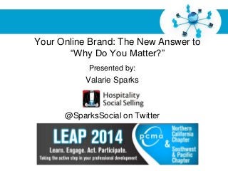 Free Powerpoint Templates
Page 1
Your Online Brand: The New Answer to
“Why Do You Matter?”
Presented by:
Valarie Sparks
@SparksSocial on Twitter
 
