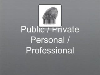 Public / Private
Personal /
Professional
 