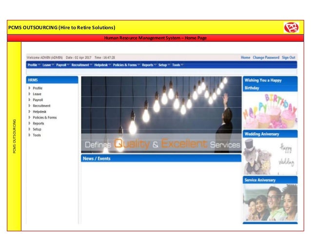 PCMS Payroll, Compliance, HRMS, ESS Services PCMS Payroll, Compliance, HRMS, ESS Services