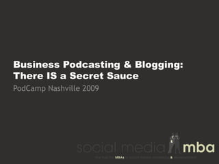 Business Podcasting & Blogging:  There IS a Secret Sauce PodCamp Nashville 2009 