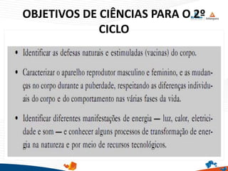 OBJETIVOS DE CIÊNCIAS PARA O 2º
CICLO
 