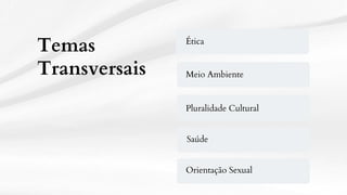 Pluralidade Cultural
Ética
Meio Ambiente
Saúde
Temas
Transversais
Orientação Sexual
 