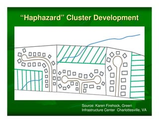“Haphazard” Cluster Development




                Source: Karen Firehock, Green
                Infrastructure Center Charlottesville, VA
 