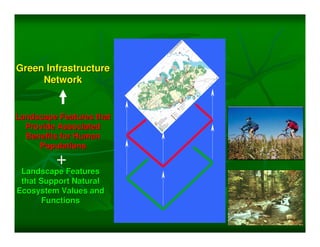 Green Infrastructure
     Network


Landscape Features that
  Provide Associated
  Benefits for Human
     Populations
         +
 Landscape Features
 that Support Natural
Ecosystem Values and
      Functions
 