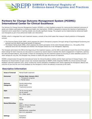 PCOMS ICCE SAMHSA Review | PDF