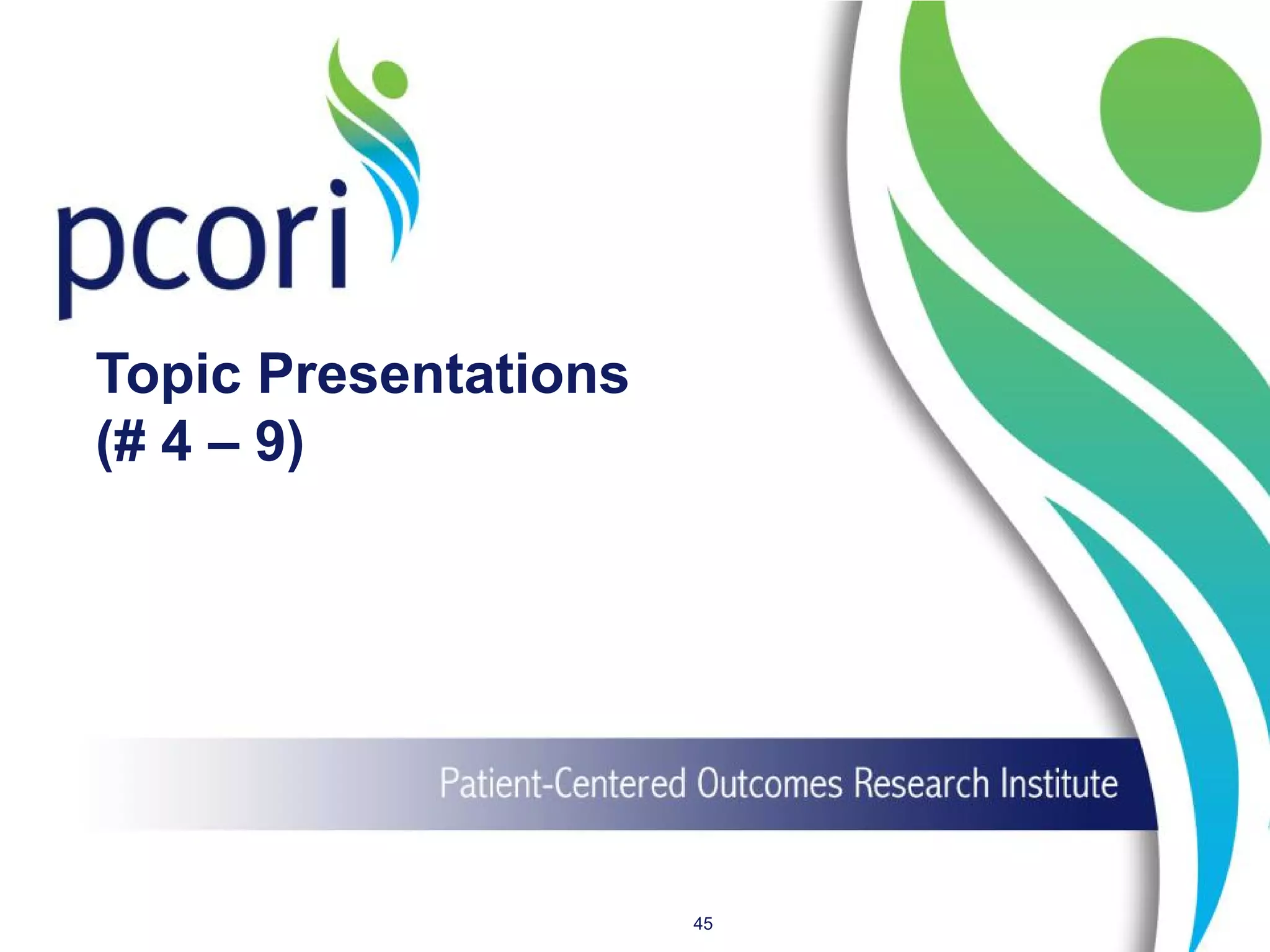 Topic Presentations
(# 4 – 9)
45
 