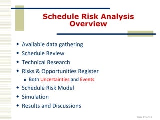 Schedule Risk Analysis (SRA) by Pedram Daneshmand 14-Jan-2011 | PPTX