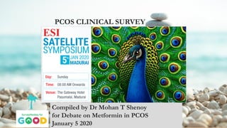 PCOS CLINICAL SURVEY
Compiled by Dr Mohan T Shenoy
for Debate on Metformin in PCOS
January 5 2020
 