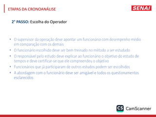 2° PASSO: Escolha do Operador
ETAPAS DA CRONOANÁLISE
 