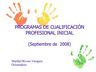 PROGRAMAS DE CUALIFICACIÓN PROFESIONAL INICIAL (Septiembre de  2008) Maribel Rivero Vázquez Orientadora 