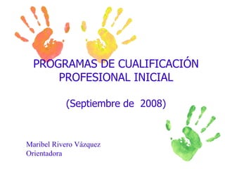 PROGRAMAS DE CUALIFICACIÓN PROFESIONAL INICIAL (Septiembre de  2008) Maribel Rivero Vázquez Orientadora 