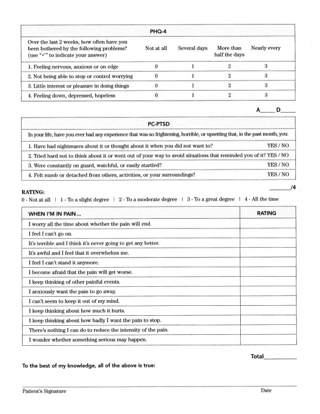 primary care pain survey instrument survey instrument