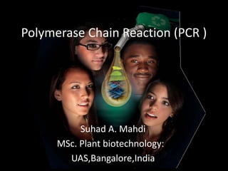 Polymerase Chain Reaction (PCR )
Suhad A. Mahdi
:MSc. Plant biotechnology
UAS,Bangalore,India
 