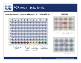 PCR Array – plate format
Human Inflammatory Cytokines & Receptors RT2 Profiler PCR Array

384-Well

4x96

370

- 12 -

Sample & Assay Technologies

 