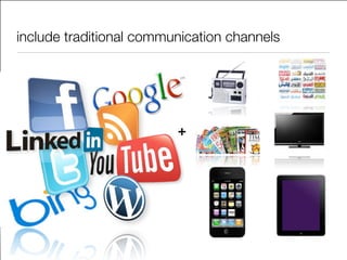 include traditional communication channels
+
 