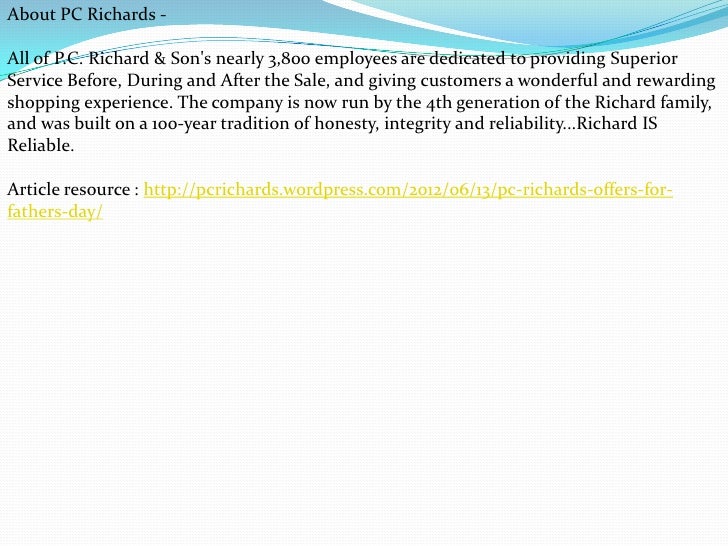 Pc richards offers for father's day