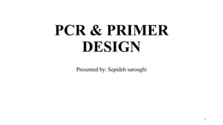 PCR & PRIMER
DESIGN
Presented by: Sepideh saroughi
1
 
