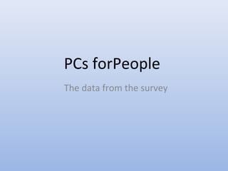 PCs forPeople
The data from the survey
 