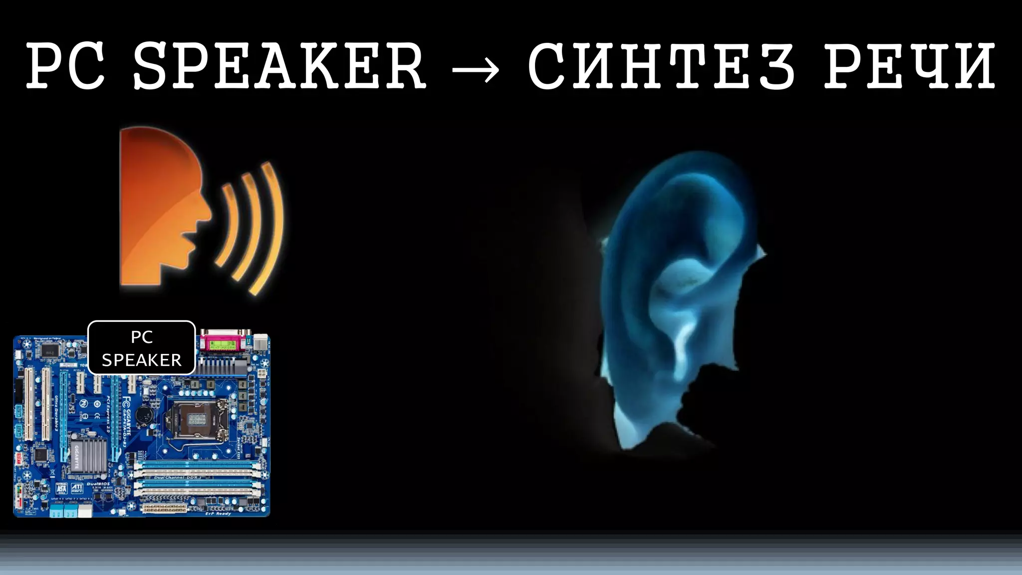 PCSPEAKER →СИНТЕЗ РЕЧИ 
PC SPEAKER  