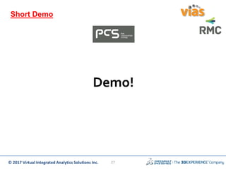 © 2017 Virtual Integrated Analytics Solutions Inc.
Short Demo
Demo!
27
 