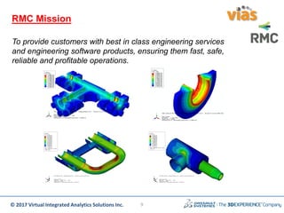 © 2017 Virtual Integrated Analytics Solutions Inc.
RMC Mission
To provide customers with best in class engineering services
and engineering software products, ensuring them fast, safe,
reliable and profitable operations.
9
 