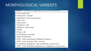 MORPHOLOGICAL VARIENTS
 