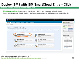Deploy IBM i with IBM SmartCloud Entry 1st Click
Manage Appliances represents the Service Catalog, aka the Cloud “Image Catalog”.
Users can browse the “Image Catalog” and select only the virtual appliances they are entitled on.

 