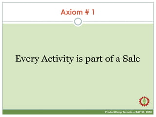 Every Activity is part of a Sale<br />Axiom # 1<br />