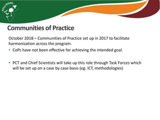 Program Coordination Team (PCT) decisions 2018/2019