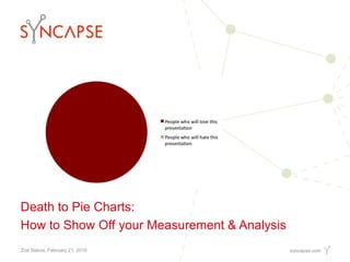Death to Pie Charts: How to Show Off your Measurement & Analysis Zoë Siskos, February 21, 2010 