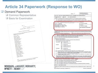 Article 34 Paperwork (Response to WO)
 Demand Paperwork
 Common Representative
 Basis for Examination
 