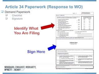 Article 34 Paperwork (Response to WO)
 Demand Paperwork
 Checklist
 Signature
 