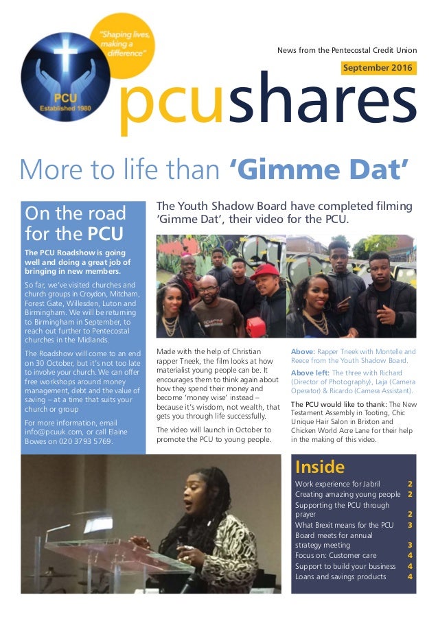 Pcu Shares The Pentecostal Credit Union Newsletter Sept 2016