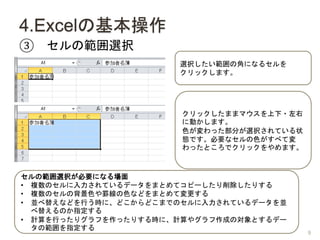 4.Excelλ
 ιxk
xkνǤˤʤ륻
åޤ
åޤޥޥ?
˄Ӥޤ
ɫä֤xkƤ״
BǤҪʥɫ٤Ɖ
äȤǥåޤ
ιxkҪˤʤ
? }ΥƤǩ`ޤȤƥԩ`ꤹ
? }ΥαɫLɫʤɤޤȤƉ
? K椨ʤɤФrˡɤɤޤǤΥƤǩ`K
椨Τָ
? ӋФäꥰդäꤹrˡӋ䥰ɤΌȤǩ`
ιָ
9
 