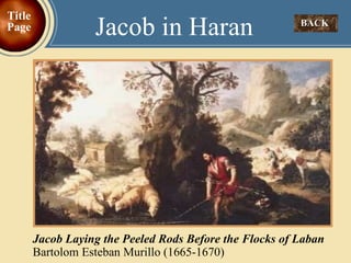 BACK  Jacob in Haran Title Page Jacob Laying the Peeled Rods Before the Flocks of Laban   Bartolom Esteban Murillo (1665-1670) 
