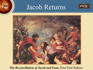 BACK  Jacob Returns Title Page The Reconciliation of Jacob and Esau,   Peter Paul Rubens  