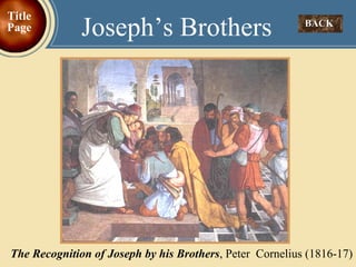 BACK  Joseph’s Brothers Title Page The Recognition of Joseph by his Brothers , Peter  Cornelius (1816-17) 